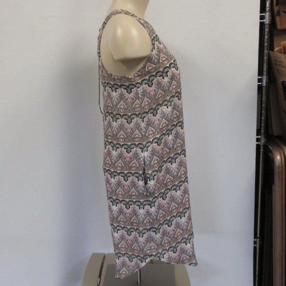 PINK REPUBLIC Sleeveless Bohemian Shift Dress Womens Sz S Black Pink Boho Print - Picture 4 of 12